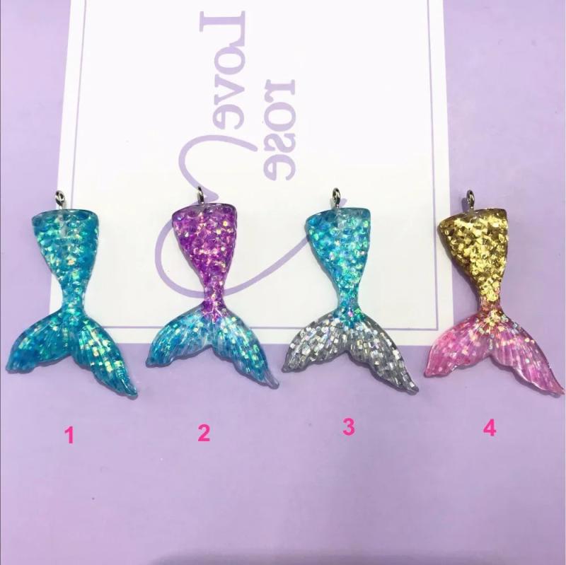 10pcs Mermaid Charms Resin Flat Back Necklace Pendant DIY Decoration