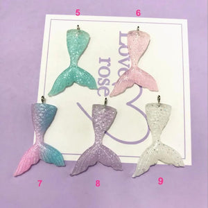 10pcs Mermaid Charms Resin Flat Back Necklace Pendant DIY Decoration