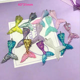 10pcs Mermaid Charms Resin Flat Back Necklace Pendant DIY Decoration