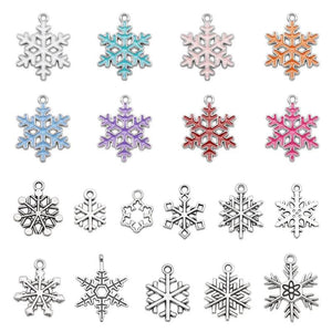 Christmas Snowflake Charms Alloy Silver And Enamel Necklace Pendant