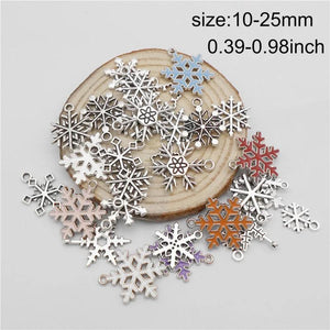 Christmas Snowflake Charms Alloy Silver And Enamel Necklace Pendant