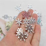 Christmas Snowflake Charms Alloy Silver And Enamel Necklace Pendant