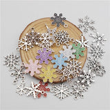 Christmas Snowflake Charms Alloy Silver And Enamel Necklace Pendant