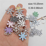 Christmas Snowflake Charms Alloy Silver And Enamel Necklace Pendant