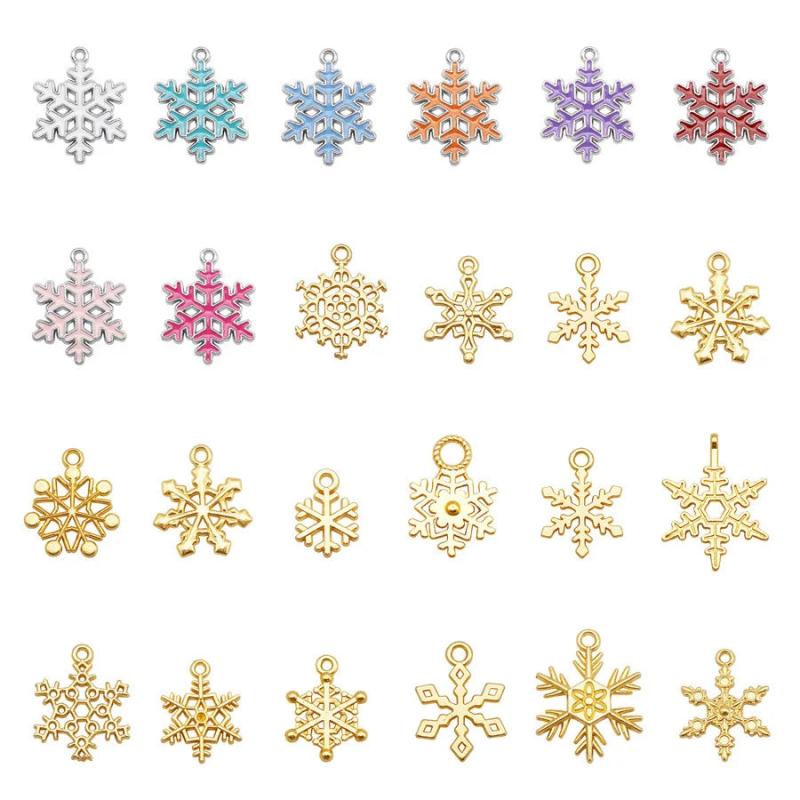 Christmas Snowflake Charms Enamel Pendant Bracelet Accessory