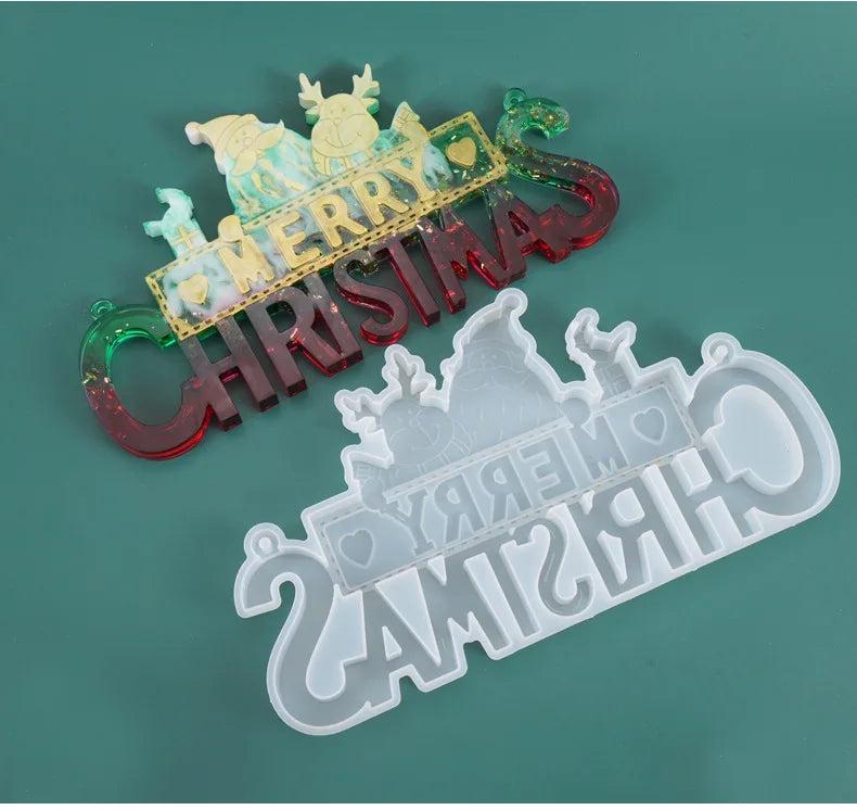 Christmas Letter Mirror Silicone Resin Mold DIY Crafts