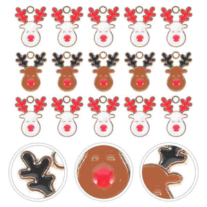 20PCS Christmas Elk Pendant Alloy Necklace Bracelet DIY Charms