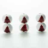 20 Pcs 16mm Red Lattice Christmas Tree Elk Wooden Beads DIY Custom Decoration