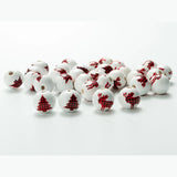 20 Pcs 16mm Red Lattice Christmas Tree Elk Wooden Beads DIY Custom Decoration