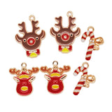 20pcs Christmas Deer Cane Charms Pendants Enamel Bracelet Party Metal Craft