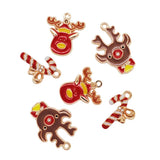 20pcs Christmas Deer Cane Charms Pendants Enamel Bracelet Party Metal Craft