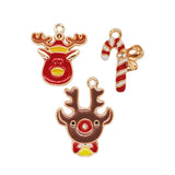 20pcs Christmas Deer Cane Charms Pendants Enamel Bracelet Party Metal Craft
