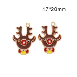 20pcs Christmas Deer Cane Charms Pendants Enamel Bracelet Party Metal Craft