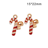 20pcs Christmas Deer Cane Charms Pendants Enamel Bracelet Party Metal Craft