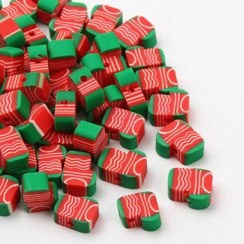 20pcs Mixed Polymer Clay Beads Xmas Pendants Ornaments for Jewelry Making