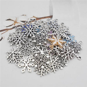 Christmas Snow Snowflake Charms Mix Necklace Pendant