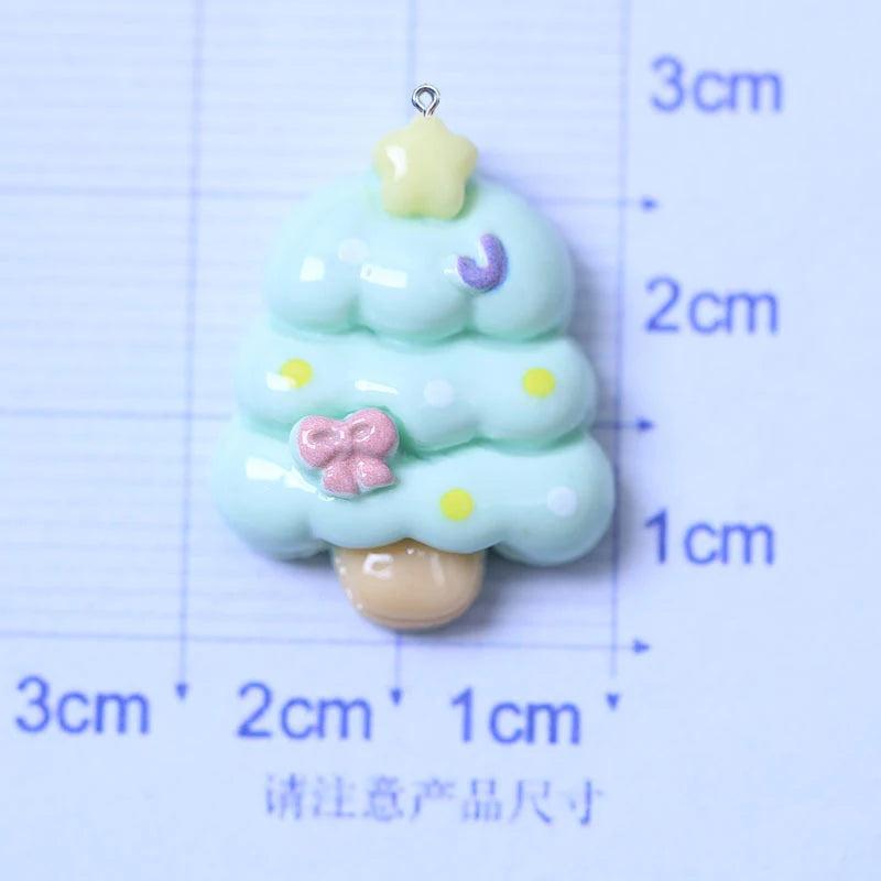 10Pcs Star Tree Christmas Resin Charms for DIY Jewelry Making