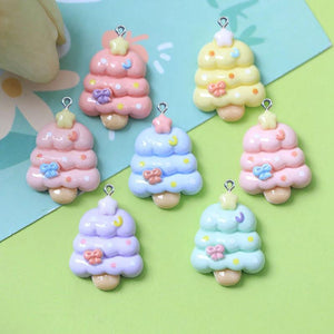 10Pcs Star Tree Christmas Resin Charms for DIY Jewelry Making