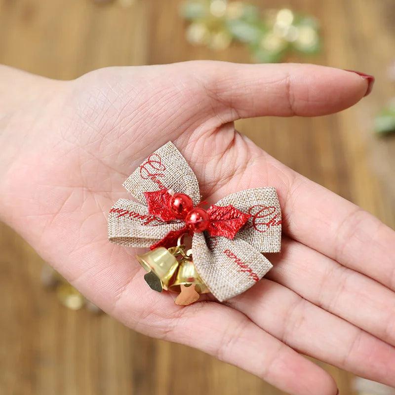 2Pcs Christmas Ornament Hanging Pendants Bow Knot Xmas Tree Bell Decor