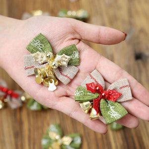 2Pcs Christmas Ornament Hanging Pendants Bow Knot Xmas Tree Bell Decor