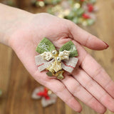 2Pcs Christmas Ornament Hanging Pendants Bow Knot Xmas Tree Bell Decor