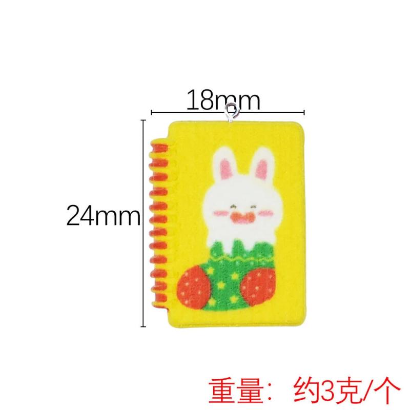 10Pcs Christmas Rabbit Notebook Resin Charms Pendant for Jewelry Making