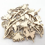 Wood Flowers Leaves Wooden Beads Laser Cut Crafts 30PcsLot