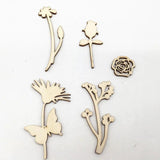 Wood Flowers Leaves Wooden Beads Laser Cut Crafts 30PcsLot