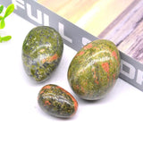 3 Unakite Natural Stones Egg Reiki Healing Stone Home Decoration