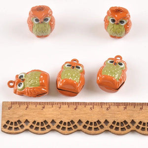 5 Owl Charms Jingle Bells Xmas Decor Wind bell Gift 26x17mm