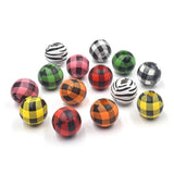 16mm DIY Wood Beads Round Balls Kids Christmas Snowflake Colorful Decoration