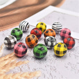 16mm DIY Wood Beads Round Balls Kids Christmas Snowflake Colorful Decoration