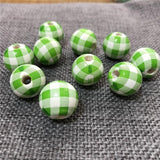 16mm DIY Wood Beads Round Balls Kids Christmas Snowflake Colorful Decoration