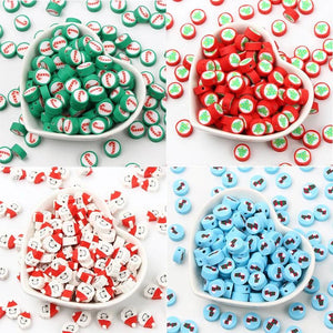 Christmas Clay Spacer Beads Santa Snowman For Jewelry Making DIY Decoration