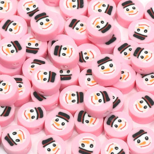 Snowman Pattern Clay Spacer Beads for Jewelry Making DIY