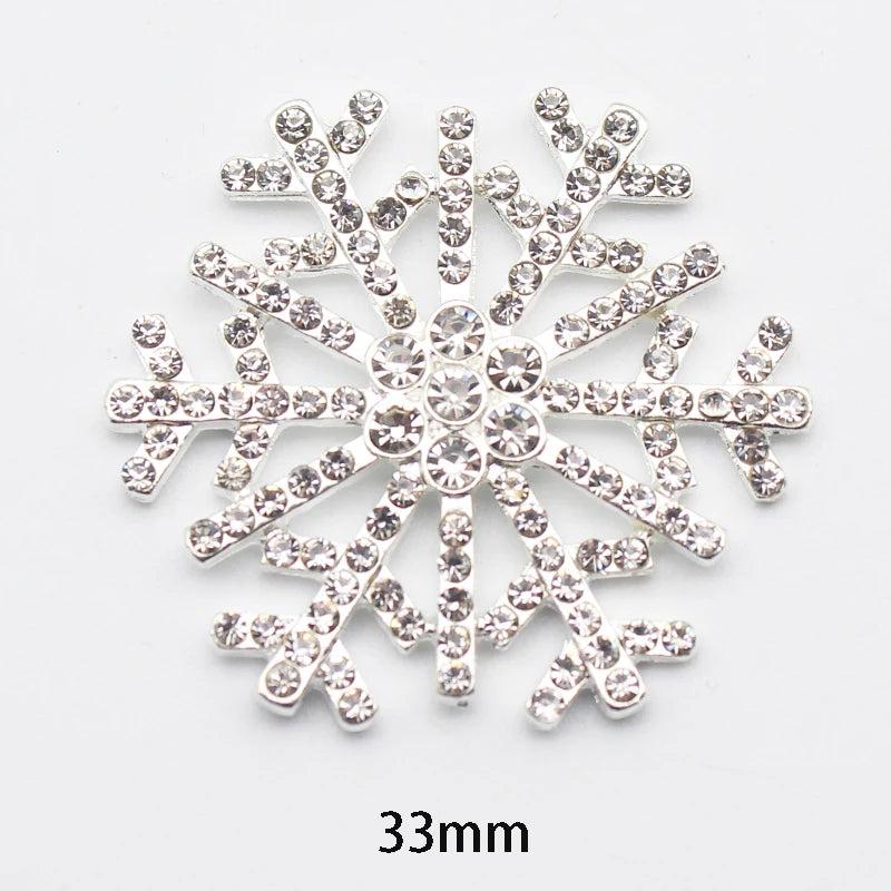 10pcs 33mm Snowflake Alloy Rhinestone DIY Christmas Holiday Making Accessories