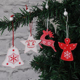 12Pcs Snowflakes Wooden Pendants Xmas Tree Ornaments Home Decor
