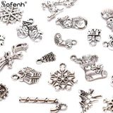 Holiday Enamel Charm Set - 19pcs Mixed Metal Trees, Snowflakes, Santa Claus Pen