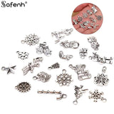 Holiday Enamel Charm Set - 19pcs Mixed Metal Trees, Snowflakes, Santa Claus Pen
