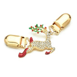 Christmas Shoes Shape Alloy Brooch Rhinestone Decorative Sweater Clip