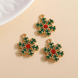 10pcs Enamel Christmas Snowflake Charms Pendants Xmas Decoration