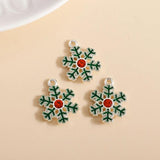 10pcs Enamel Christmas Snowflake Charms Pendants Xmas Decoration