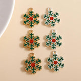 10pcs Enamel Christmas Snowflake Charms Pendants Xmas Decoration