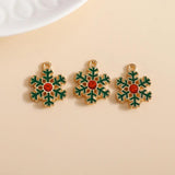 10pcs Enamel Christmas Snowflake Charms Pendants Xmas Decoration