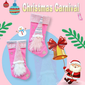 Christmas Candy Gift Bag Plush Socks Home Decoration Pink