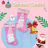 Christmas Candy Gift Bag Plush Socks Home Decoration Pink