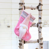 Christmas Candy Gift Bag Plush Socks Home Decoration Pink