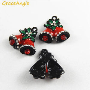 5PCS Mini Small Bell Charms Christmas Decoration Enamel Key Chain Pendant