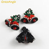 5PCS Mini Small Bell Charms Christmas Decoration Enamel Key Chain Pendant