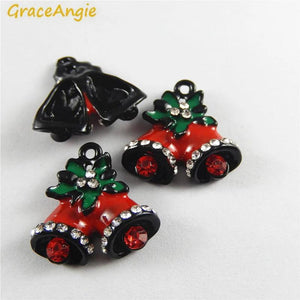 5PCS Mini Small Bell Charms Christmas Decoration Enamel Key Chain Pendant